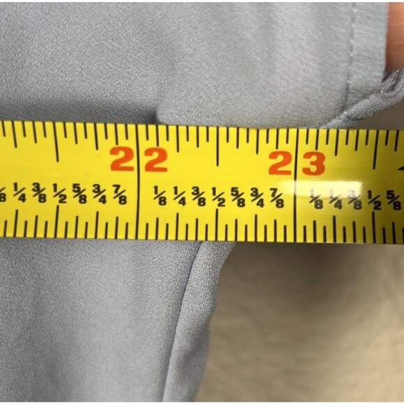 Pleione Sz XL Collared V-Neck Short Sleeve Chiffon Blouse Cornflower Blue - Picture 7 of 8